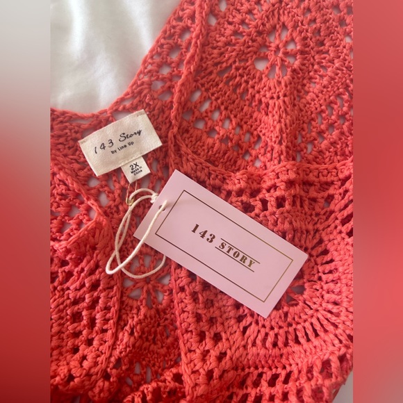 143 Story womens 2x crochet boho cropped tank - Picture 6 of 7